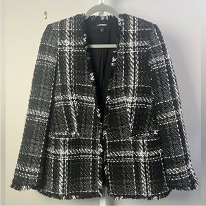 Express Women's Tweed Plaid Blazer